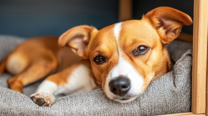 Emergency Pet Shelter Concept, Small Dogs Resting Comfortably in Lined Kennels for Cozy Animal Care Setting
