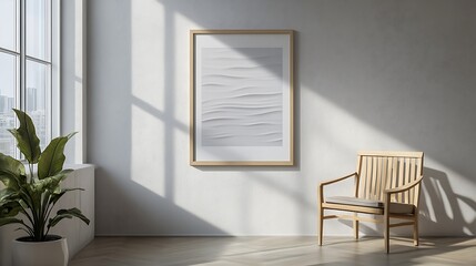 Fototapeta premium Serene Abstract Art Print in a Minimalist Modern Interior. AI Generated