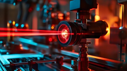 Fototapeta premium Precision Laser Cutting in Action: High-Tech Manufacturing Process. AI Generated