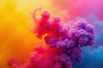 Fototapeta premium Vibrant colorful smoke cloud in abstract sunset background with pink and purple hues.