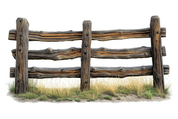Fototapeta premium Wooden Fence Isolated on Transparent Background PNG