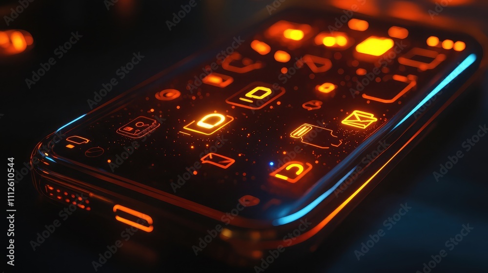 Poster a secure phone glowing with icons of encrypted messages and locks