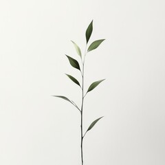Fototapeta premium A simple green plant with slender leaves against a neutral background, perfect for nature-themed designs and minimalist decor.