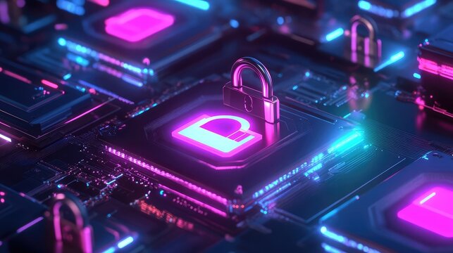 A secure server glowing with holographic privacy locks and shields