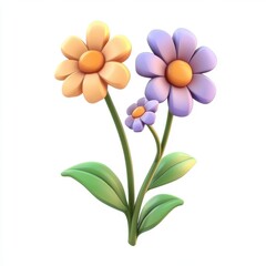 Naklejka premium A vibrant illustration of three colorful flowers with unique petals, perfect for nature-themed projects and designs.