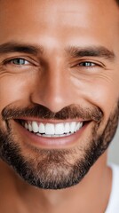 Fototapeta premium A man with a beard smiling at the camera