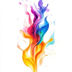 Fototapeta premium Multi-color flames, vibrant patterns, white background, modern abstract fire illustration.