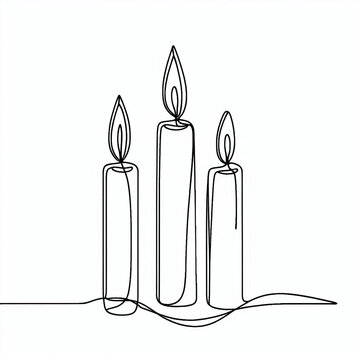 lit candle thin lines flat colors	
