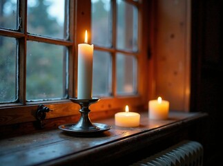 Cozy Christmas Eve Candlelight, Vintage Candle Holder, Warm Home Ambiance