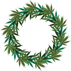 Wreath of hemp leaves.