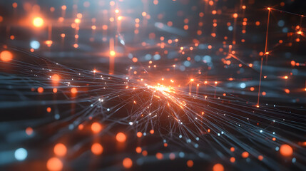 Obraz premium Abstract Background of Colorful Light Trails and Glowing Particles for Digital Art, Technology, and Design Projects