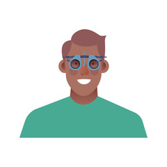 Ophthalmology. Male Patient with Adjustable Optical Trial Lens. Modern Flat Vector Illustration. Social Media Template.