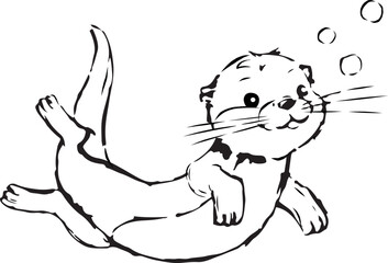 Line drawing of an otter.