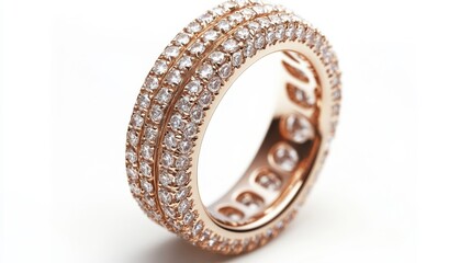 Naklejka premium Elegant Rose Gold Ring with Sparkling Diamonds Showcasing Luxurious Craftsmanship and Timeless Beauty for Fine Jewelry Enthusiasts and Fashion Lovers