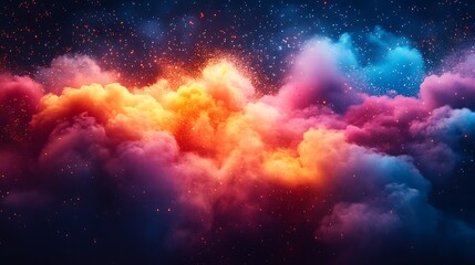 Naklejka premium Vibrant colorful smoke clouds with glowing embers.