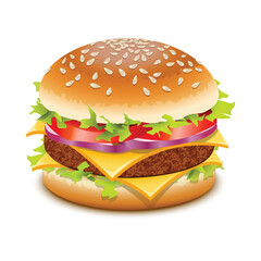 fresh tasty burger isolated on transparent background