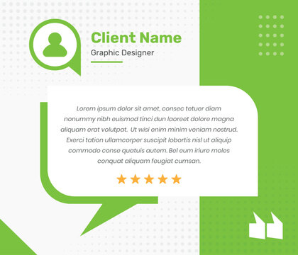 Professional flat color testimonial and client feedback template design for social media post