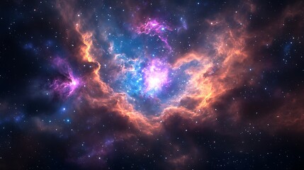 A detailed VR nebula with swirling vibrant clouds and dynamic holographic star systems