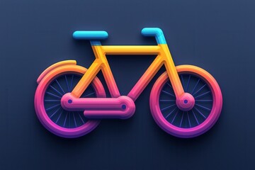 Colorful minimalistic bicycle app icon on dark background