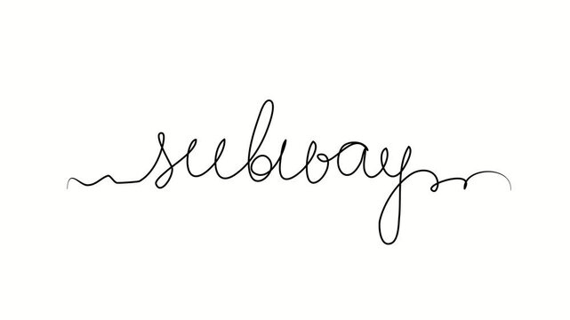 Subway text. One line drawing doodle hand drawn. Video 4k  object illustration, minimalism hand drawn sketch design modern new
