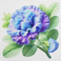 Blue and Purple Flower in Watercolor Style with clipping path