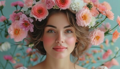 Naklejka premium portrait of a girl with flowers