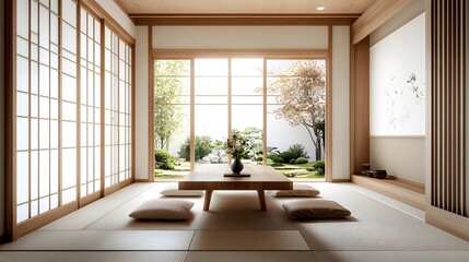 Fototapeta premium Minimalist Japanese-Inspired Dining Area