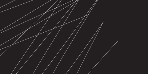 Abstract black and white geometric random chaotic lines with many squares and triangles shape. Metal grid isolated on the white background. Banner with geometric shapes, lines, stripes and triangles.
