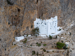 Panagia Chozoviotissa, orthodoxes Felsenkloster auf der griechischen Kykladen Insel Amorgos, Griechenland, Europa