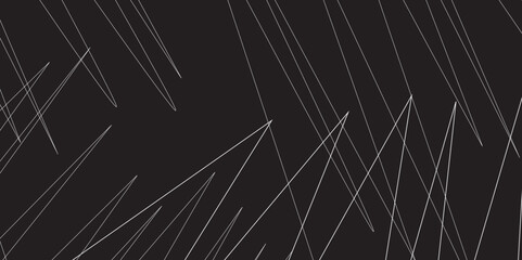 Abstract black and white geometric random chaotic lines with many squares and triangles shape. Metal grid isolated on the white background. Banner with geometric shapes, lines, stripes and triangles.
