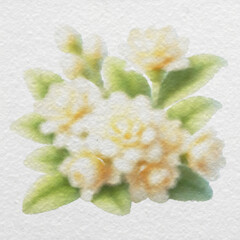 White watercolor floral artwork with clipping path
