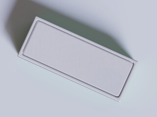 Tea tin square packaging white color on gray background