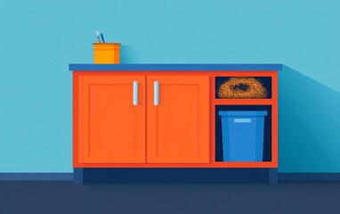 Bookshelf with hidden object, teal wall