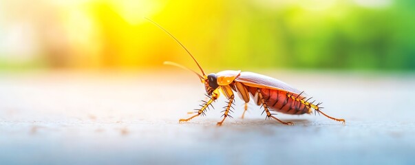 Close-up of a single cockroach.
