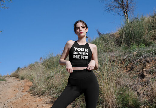 Mockup Of Woman Wearing Customized Crop Top