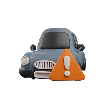 3D render symbolizing a warning for vehicle issues, maintenance needs, or safety alerts