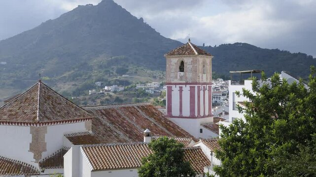 Church belltower in Gauc&iacute;n located near Ronda, M&aacute;laga, Andalusia, Spain
