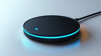 A modern wireless charging pad with a sleek matte finish, isolated on a white background. The minimalist design and subtle glowing indicator emphasize convenience and technology. Ideal for gadget-rela