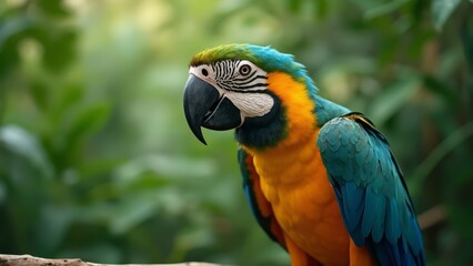 Fototapeta premium A colorful parrot sitting on top of a tree branch