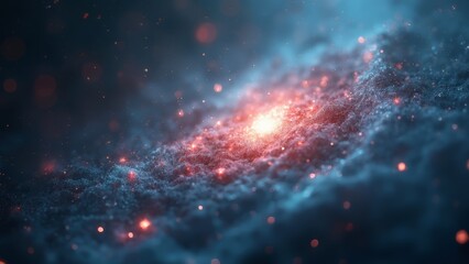 Fototapeta premium a red and blue nebula with stars in the background