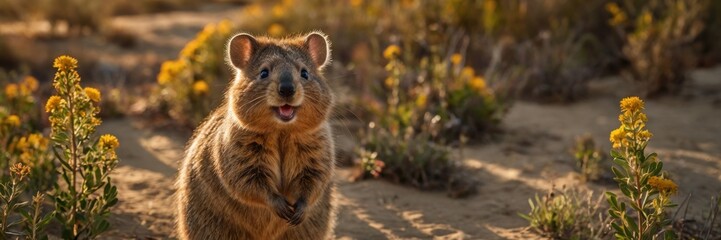 Obraz premium Happy Quokka in Golden Hour