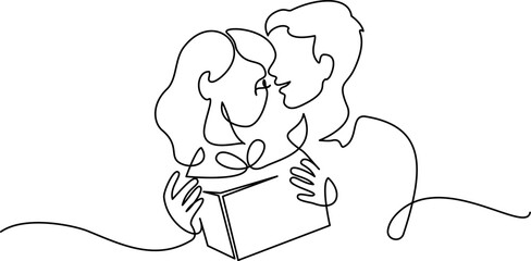 Valentines day romantic design. Woman and man hugs. Love of young couple,