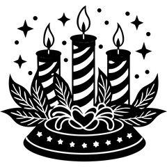set of black and white candles