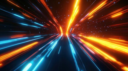 Naklejka premium An abstract depiction of light beams racing through space, evoking a sense of speed and movement.