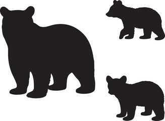 Polar bear with cub silhouette design vector art illustration