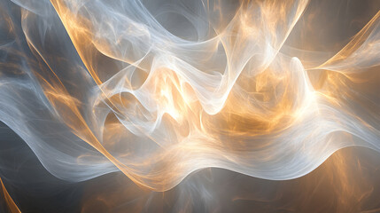 Fototapeta premium Ethereal Dance: Golden and Silver Beams Through Smoky Veils