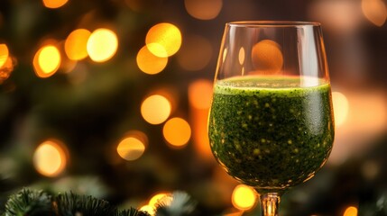 Festive Holiday Beverage with Vibrant Green Smoothie. Non-alcoholic month. Dry January is public health campaign