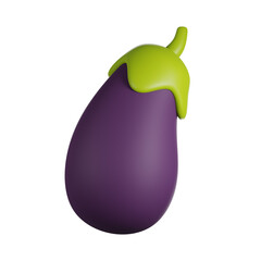 Eggplant 3D cute render