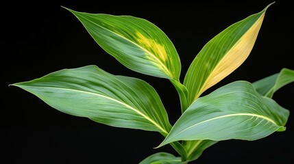 Obraz premium Nutrient Deficiency in Plants Concept, Yellowing and Withering Leaves on Maize Plant Highlighting Causes of Plant Stress and Damage