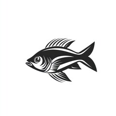 Naklejka premium Monochrome stylized fish illustration.